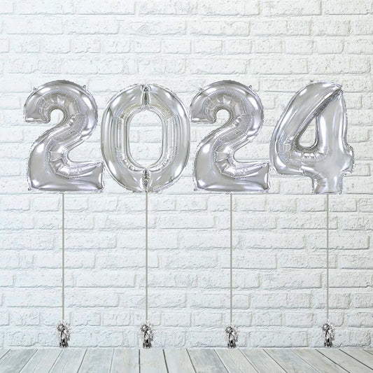 Globos Números para Fin de Año Plata - Parada Obligada