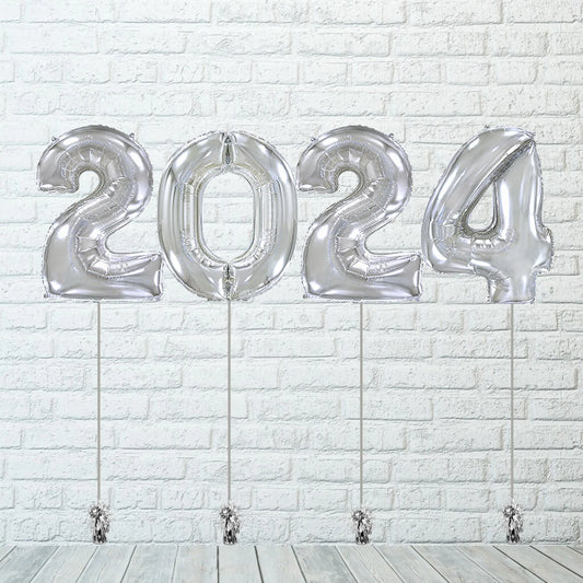 Globos Números para Fin de Año Plata