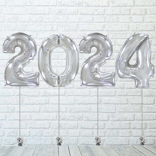 Globos Números Grandes Fin de Año Plata - Parada Obligada