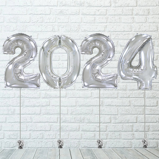 Globos Números Grandes Fin de Año Plata