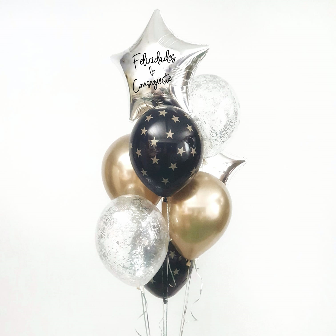 Ramo de globos para enviar tus felicitaciones en su cumpleaños, graduación, o cualquier festividad
