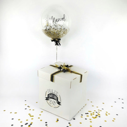 regalo para hombre, caja con globo para desear un feliz cumpleaños a domicilio